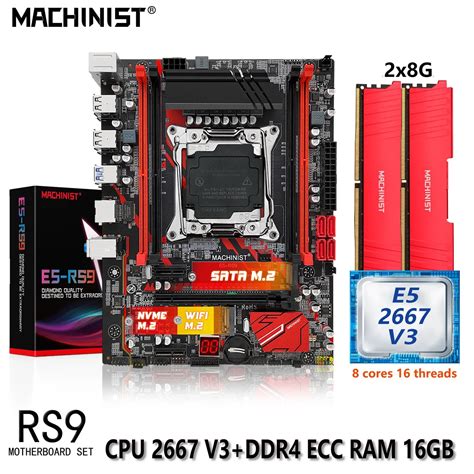 MACHINIST RS9 X99 Placa Mãe Kit Xeon E5 2667 V3 CPU 2x8 16G DDR4 ECC