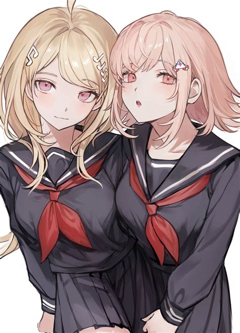 Safebooru 2girls O Ahoge Akamatsu Kaede Alternate Costume Bangs