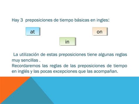 Preposiciones De Tiempo En Ingles PPT