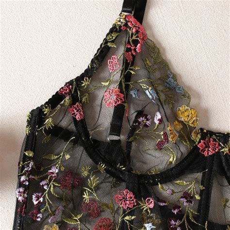 Black Sexy Transparent Lingerie Fancy Underwear Uncensored Erotic Sheer Lace Hot Bra Panty Set