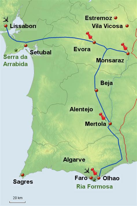 portugal alentejo von picotours landkarte fur portugal