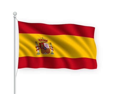 Premium Vector Waving Flag Spain On Flagpole Isolated On White