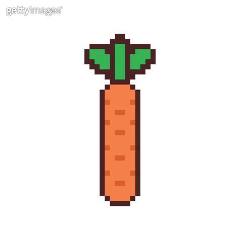 Carrot Pixel Art Isolated Bit Pixelated Vegetable Vector