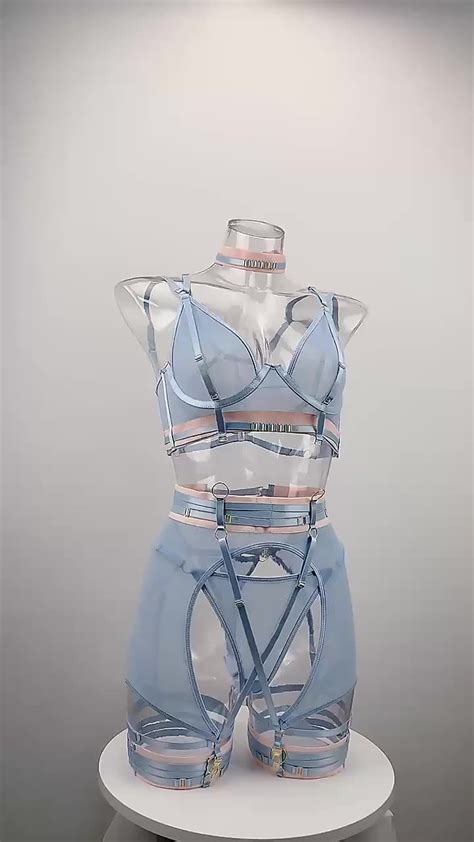 Women Garter Belt Pieces Lace Teddy Babydoll Transparent Bra Thongs Sexy Lingerie Underwear