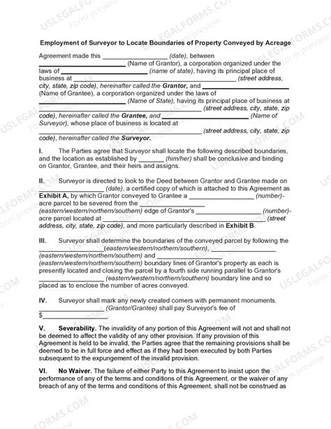 South Carolina Employment of Surveyor to Locate Boundaries of Property