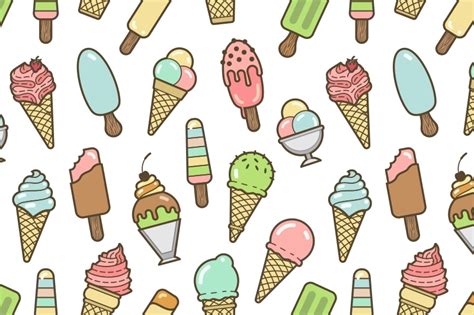 Vector Cute Colorful Ice Cream Seamless Pattern By Katerina Ivanova Thehungryjpeg