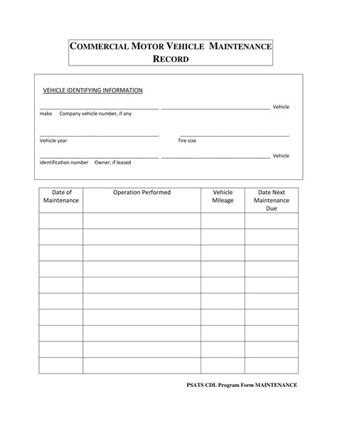 Free Printable Vehicle Maintenance Log Templates Excel Word PDF