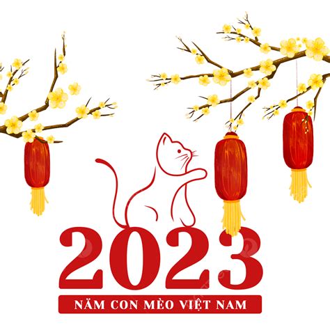 Vietnamese Tet Year Of The Cat Apricot Blossom Lanterns Chinese