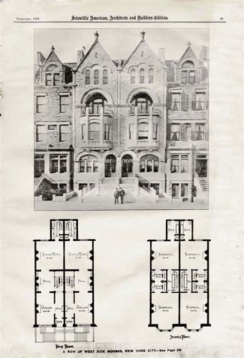 Brownstone Row Houses West Side New York Usa 1893