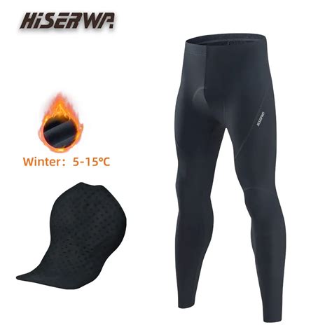 Hiserwa Winter Men Cycling Pants Thermal Fleece D Padded Bike Sport