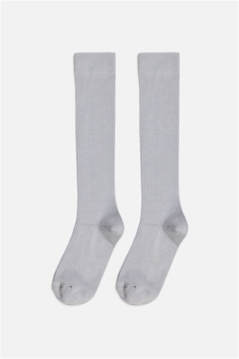 Носки-гольфы однотонные в рубчик 2414934016, цвет: серый (32) по цене ...