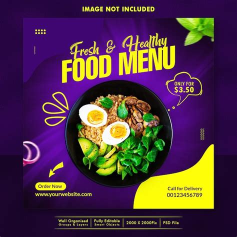 Premium PSD Social Media Food Banner Design Template