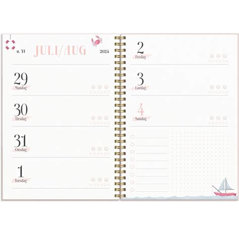 Burde Life Planner Pink ugekalender tværformat 2024 Billig