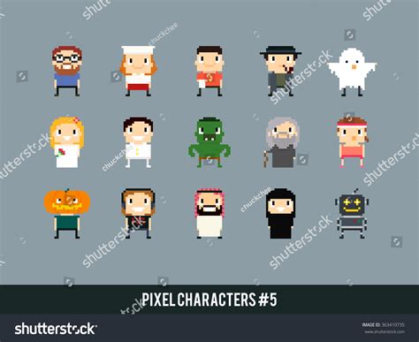 Different Pixel Art Characters Cook Waiter Stock Vector Royalty Free