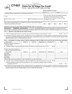 Fillable Online Tax Ny CT 601 Staple Forms Here New York State