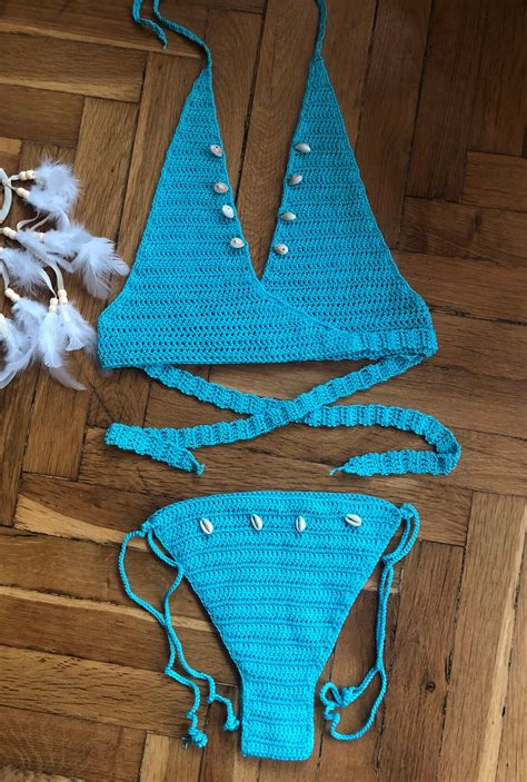 Crochet Bikini Maillot De Bain Bikini Sea Shells Maillot De Etsy