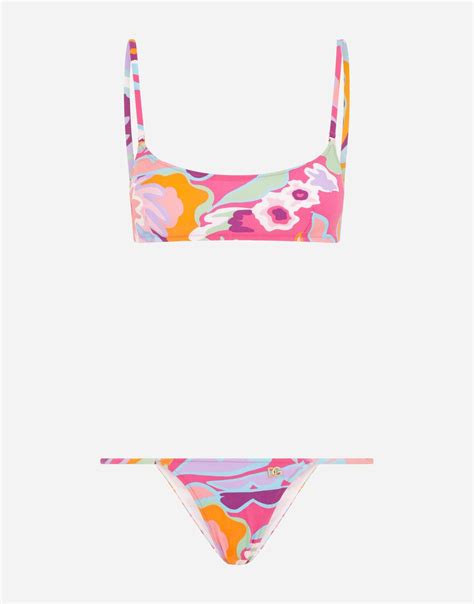 Dolce Gabbana 60s Print Bralet Bikini Editorialist