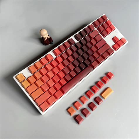 Gradient Red Keycap Set Oem Profile Shine Through Pbt Etsy