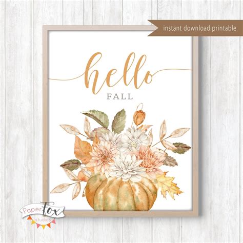 Hello Fall Printable Sign, Fall Decor, Fall Printable, Thanksgiving ...