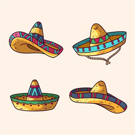 Dibujado a mano ilustración de dibujos animados de sombrero mexicano