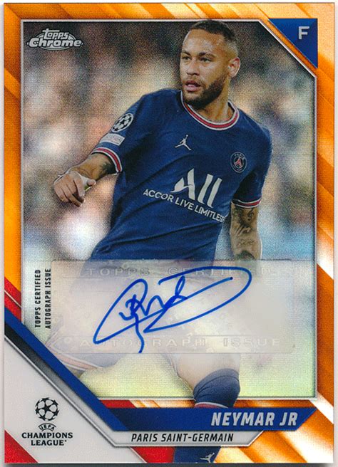 Neymar Jr 2021 22 Topps Chrome UEFA Champions League Orange Refractor