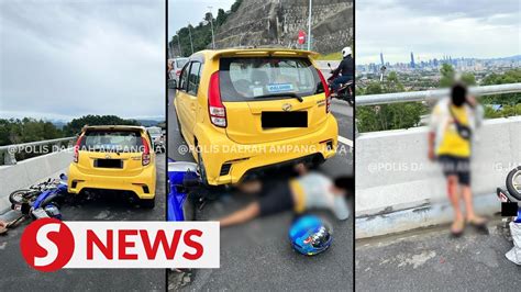 Motorcyclist Rams Into Car After Driver Stops On Suke Emergency Lane To