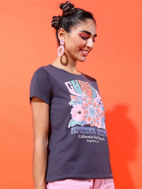 Buy Tokyo Talkies Purple Printed Round Neck T Shirt For Women Online At Rs249 Ketch