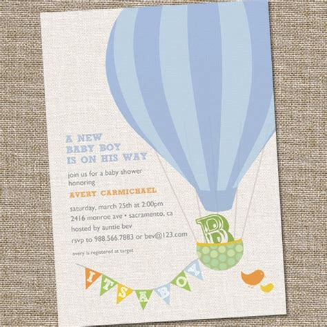 Hot Air Balloon Baby Shower Invitation Hot Air Balloon