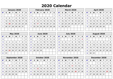 Downloadable 2020 Calendar Printable