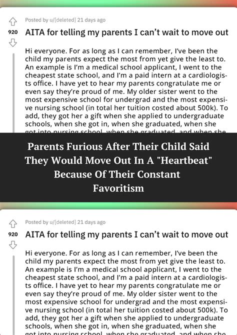 Parents furious after their child said they would move out in a