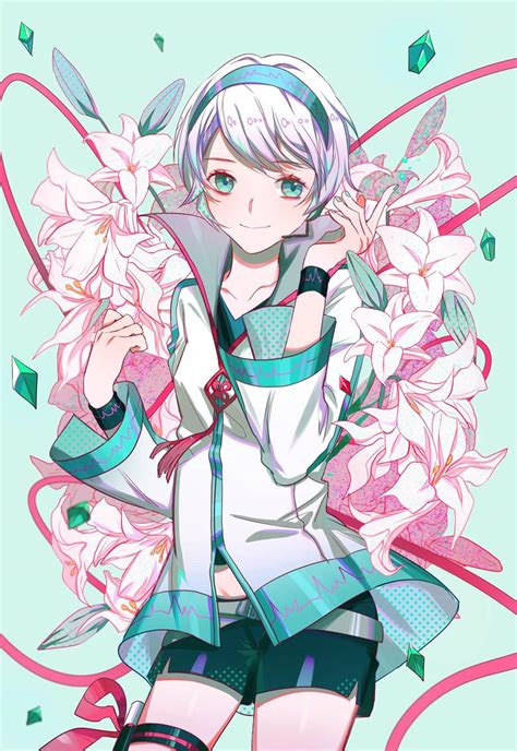 young girl 可爱 flower yuri Vocaloid bouquet Yan He VOCALOID 100收藏