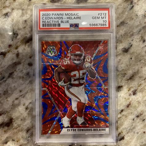 2020 Panini Mosaic Clyde Edwards Helaire RC PSA 10 Reactive Blue 212