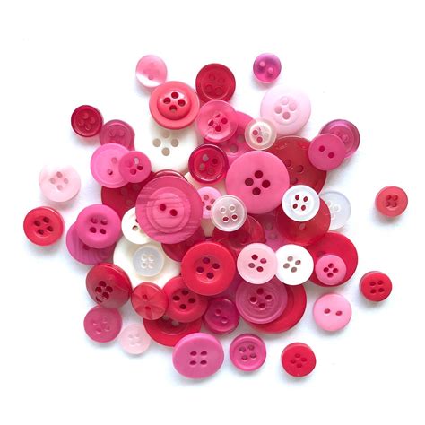 hot pink light pink white buttons  crafts sewing scrapbooks