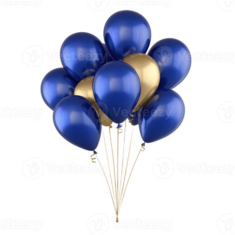 vibrant blue  gold balloons  festive celebrations  png