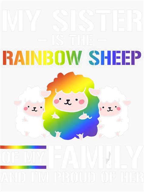 Pegatina La hermana del orgullo gay es la oveja arcoíris del mes del orgullo lgbt familiar de