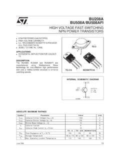 HIGH VOLTAGE FAST SWITCHING NPN POWER TRANSISTORS High Voltage Fast