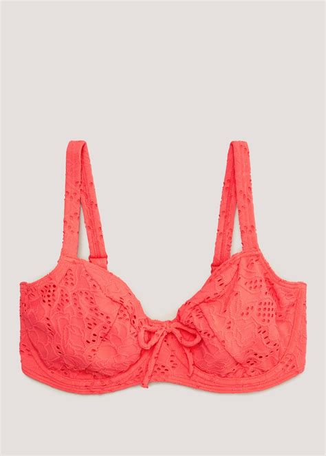 Dd Coral Underwired Broderie Co Ord Bikini Top Matalan