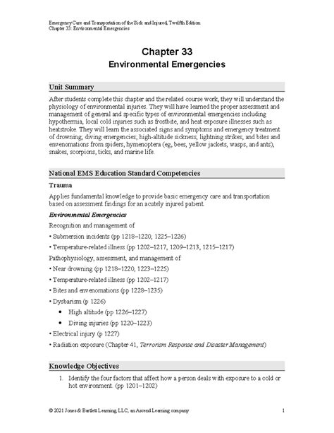 Ch 33: Environmental Emergencies - Class Notes & Overview - Studocu