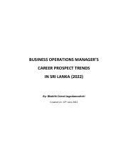 Future Career Prospects Pdf Business Operations Manager S Career