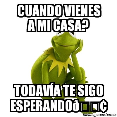 Meme Kermit the frog Cuando vienes a mi casa TodavÃa te sigo