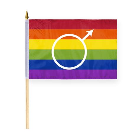 Agas Gay Male Pride Stick Flag X Inch Flag On A Inch Wooden Flag Stick Sewn Edges Fade
