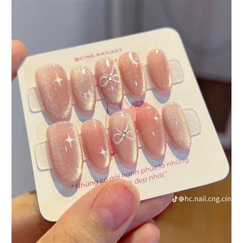 Nailbox mắt mèo gắn nơ thừng HOT SALE Nail box thiết kế Shopee