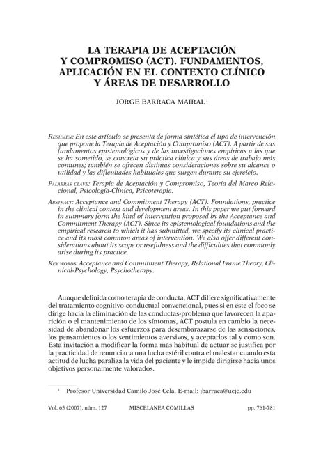 Terapia De Aceptacion Y Compromiso
