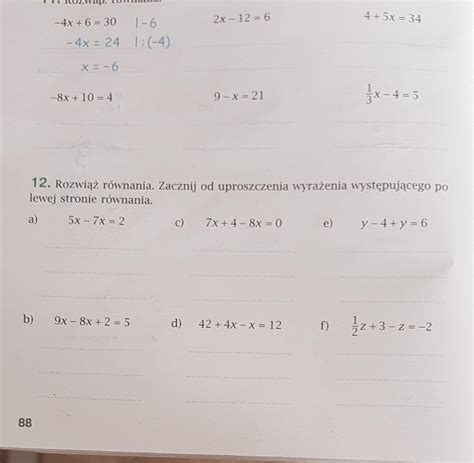 ćw matematyka z plusem kl 6 wersja b arytmetyka i algebra str 88 prosze