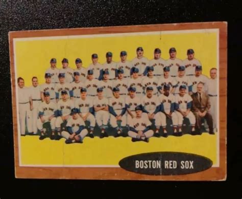 1962 CARTE D ÉQUIPE De Baseball Topps Boston Red Sox 334 Vg Ex EUR 4