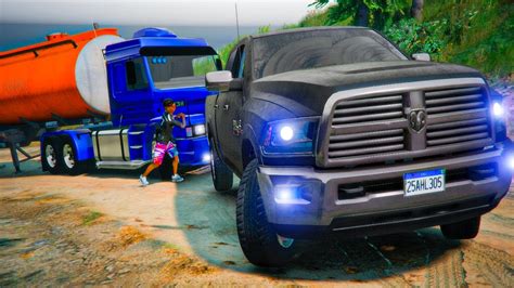 GTA 5 VIDA DE CAMIONEIRO PUXEI MEU CAMINHAO ATOLADO A DODGE RAM