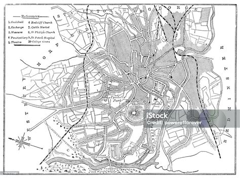 antique map  clifton  bristol england  century stock illustration  image