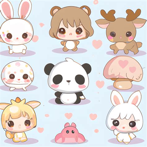 cute baby animals kawaii chibi graphic creative fabrica