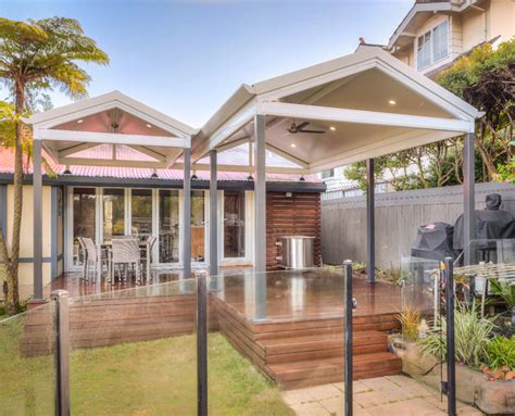 Lane Cove Double Gable Outback Patio Moderne Terrasse Et Patio