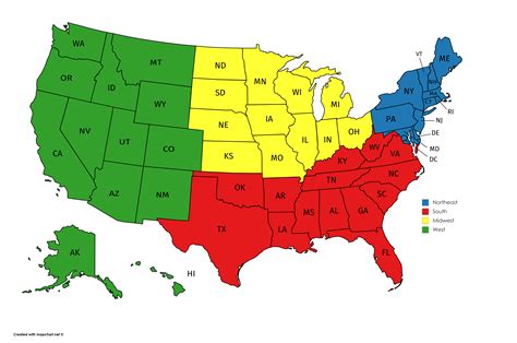 map of 5 regions of the united states 1